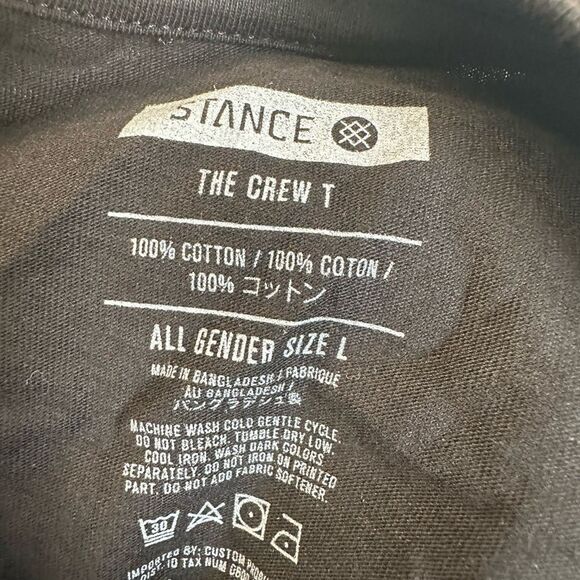 NWOT STANCE Unisex Black Short Sleeve Graphic Logo Crew Neck Tee Shirt- Size L - Picture 4 of 6